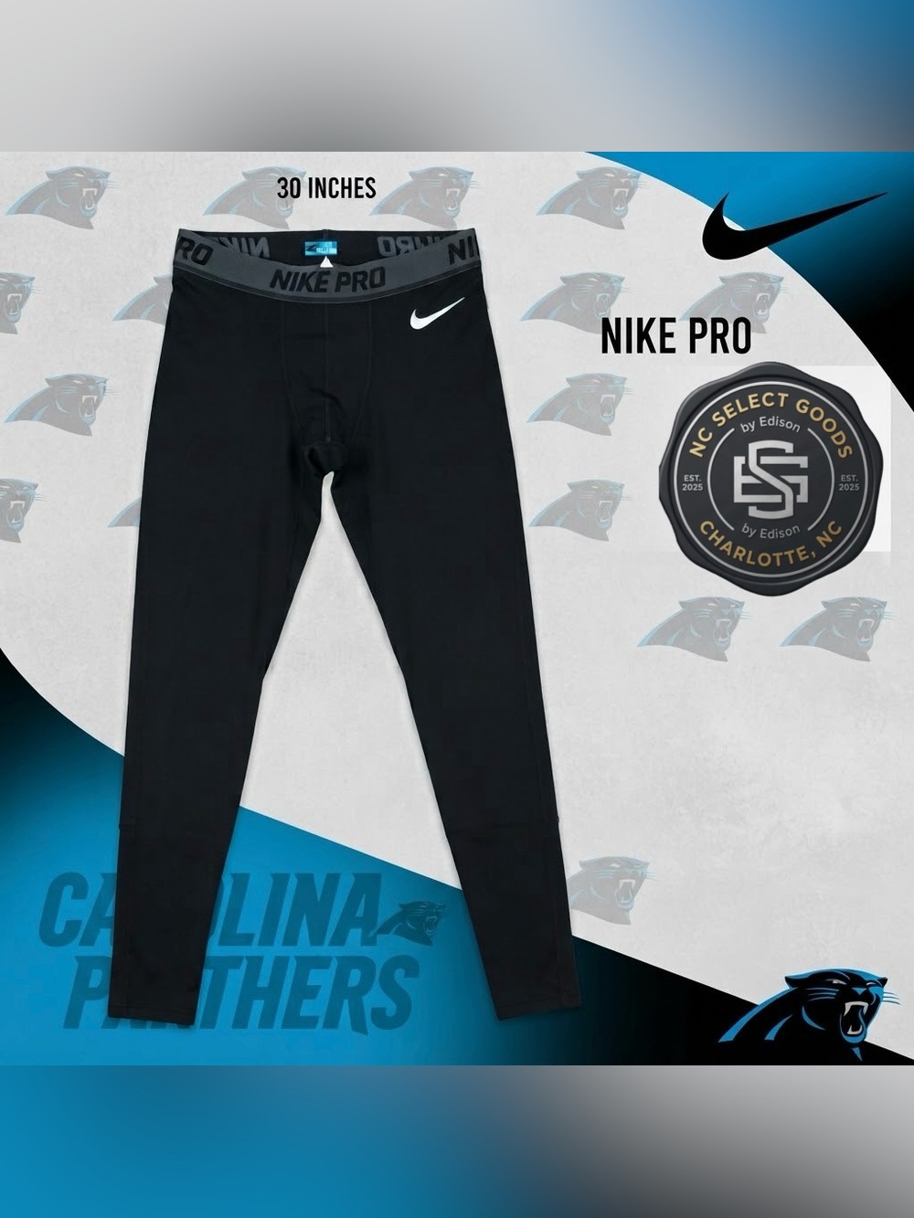 Nike Pro Training Tights Carolina Panthers Team Issued Coach Dean Petzing LARGE